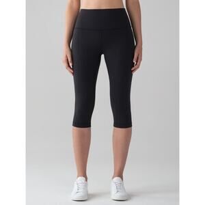 Lululemon Wunder Under Hi-Rise 1/2 Tight *Full-On Luon 17" Black Size 6